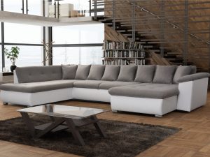 Rohová sedací souprava BREVA LUX "U" (M) eko.bílá/dot95