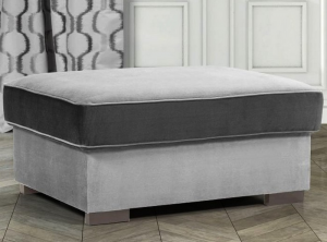 Krásný taburet v luxusním stylu nabízí prostorné a komfortní sezení. šedé odstíny příjemného potahového materiálu doplňuje pasparta