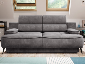 Rozkládací stylová pohovka s prošitými polštáři pro pohodové domácí sezení. vybavena rozkládací funkcí na lůžko i pro běžné spaní
