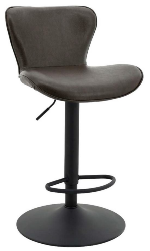 Moderní barová židle s bederní opěrkou nabízí pohodové posezení u barového stolu. otočný sedák je očalouněn ekokůží v barvě čoko hnědá. černou kovová konstrukce s podnožkou lze standardně výškově nastavovat a přizpůsobit si tak výšku sezení podle potřeby.  - židle na SEDI.cz