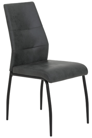 Jídelní židle s pohodlně tvarovaným opěradlem je očalouněna stylovou látkou ve vintage optice broušené kůže v barvě antracitová tmavě šedá. stabilní kovové nohy v černém provedení můžete univerzálně kombinovat k jídelním stolům na kovové i dřevěné konstrukci.  - židle na SEDI.cz