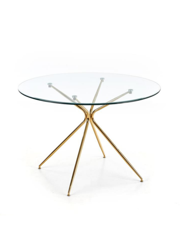 Jídelní stůl rondo od halmar na zlatém rámu skvěle zapadne do glamour interiérů.dokonale koresponduje s nejnovějšími trendy zlaté barvy rámů židlí