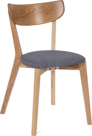 Jídelní židle z dubového dřeva s šedým sedákem arch - bonami essentials  - židle na SEDI.cz