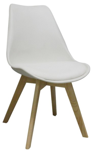Jídelní židle v moderním severském stylu zaujme masivní dřevěnou podnoží a zaobleným pružným sedákem v bílém provedení.  - židle na SEDI.cz