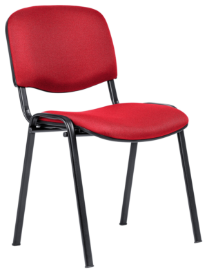 Praktická konferenční židle s pohodlným opěradlem je využitelná kdekoliv. kovovou konstrukci doplňuje na sedací a opěrné části příjemné látkové čalounění v barvě červená.  - židle na SEDI.cz