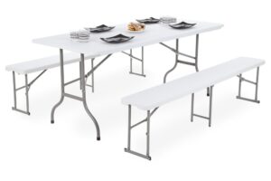 Cateringová skládací sestava stolu a 2 lavic