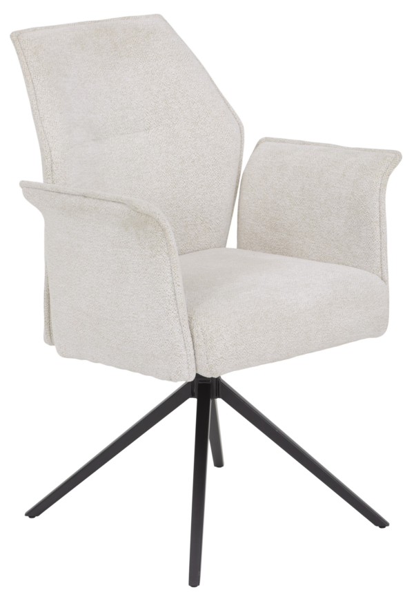 Jídelní moderní jídelní židle zaujme neotřelým designem i potahovou látkou se strukturovanou teddy optikou v odstínu smetanově bílá. otočný sedák je vybaven pružinovým jádrem pro komfortně měkké sezení. jídelní žide se bude ideálně hodit do stylově zařízené jídelny.  - židle na SEDI.cz