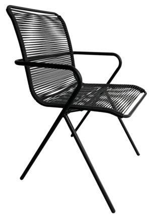 Jídelní zahradní židle v moderním designu z kovu a černého výpletu má pohodlný tvar a můžete ho využít samostatně anebo u zahradního jídelního stolu. židle s kovovými područkami bude vypadat zajímavě také v interieru.  - židle na SEDI.cz
