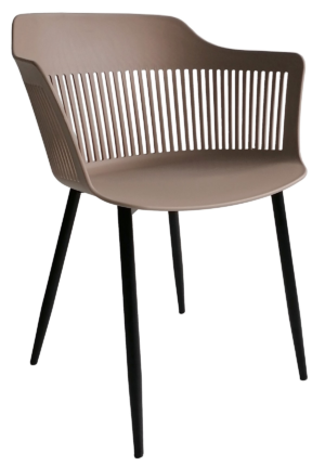 Jídelní židle z kovu a béžového polypropylenu má zajímavý zaoblený design a zároveň je odolná - může tak být umístěna nejen v interieru