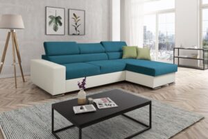 Furniture sobczak rohová sedací souprava lotus - modrá - pravá  - Sedací soupravy