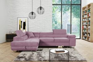 Furniture sobczak rohová sedací souprava antos - růžová - levá  - Sedací soupravy