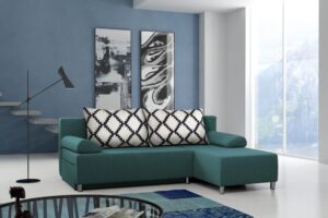 Furniture sobczak rohová sedací souprava rico - modrá - pravá  - Sedací soupravy