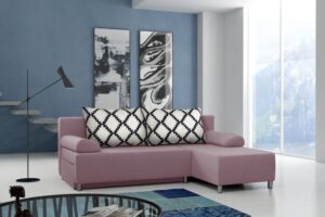 Furniture sobczak rohová sedací souprava rico - růžová - pravá  - Sedací soupravy