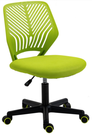 Dětská židle k psacímu stolu má měkce polstrovaný sedák potažen zelenou látkou a nabízí možnost výškového nastavování.  - židle na SEDI.cz